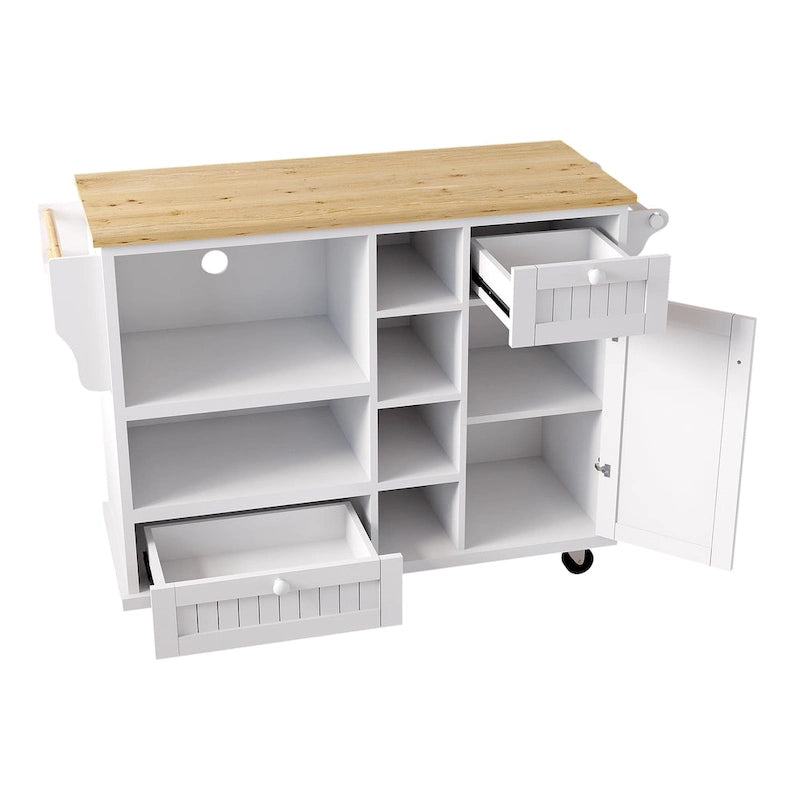 Rollbarer Küchenwagen mit Mikrowellenschrank, Schubladen und Gewürzregal