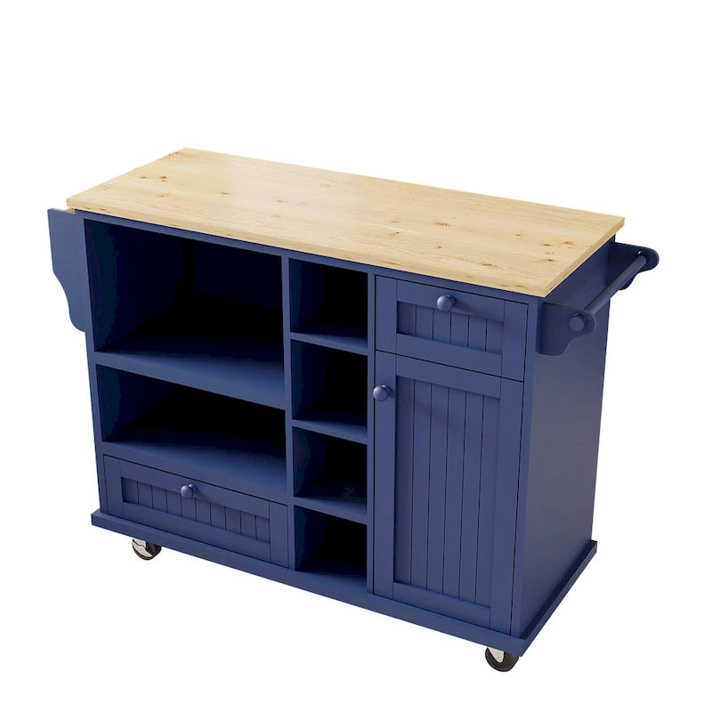 Rollbarer Küchenwagen mit Mikrowellenschrank, Schubladen und Gewürzregal