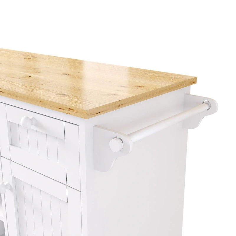 Rollbarer Küchenwagen mit Mikrowellenschrank, Schubladen und Gewürzregal