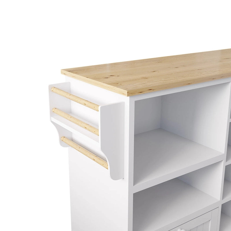 Rollbarer Küchenwagen mit Mikrowellenschrank, Schubladen und Gewürzregal