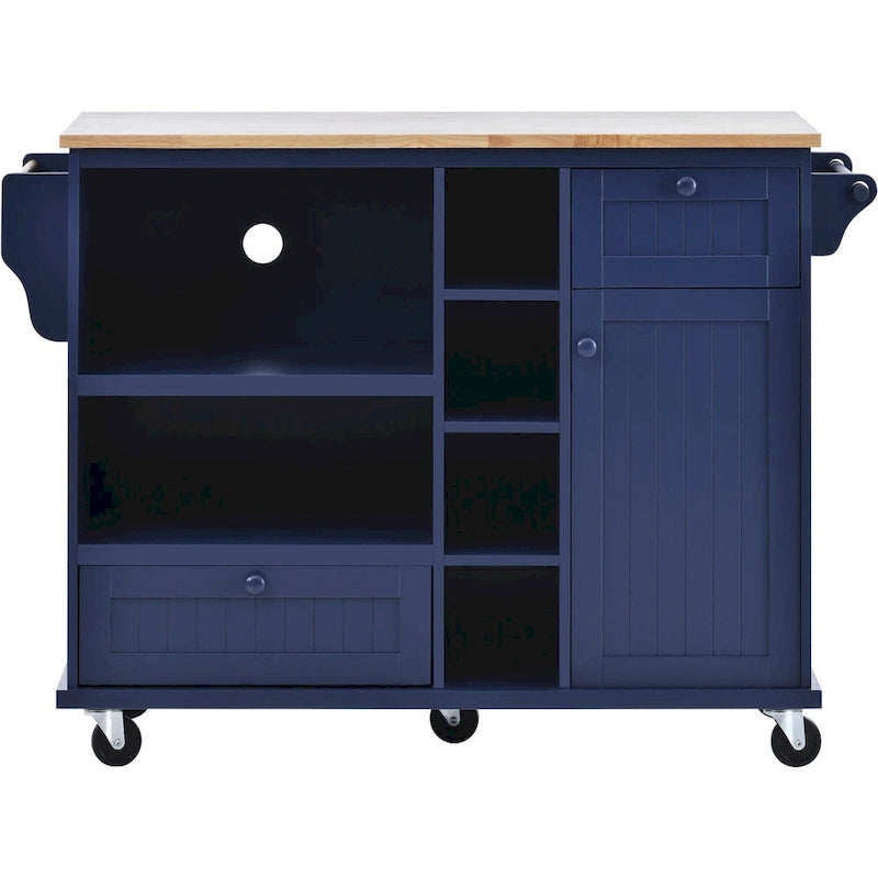 Rollbarer Küchenwagen mit Mikrowellenschrank, Schubladen und Gewürzregal