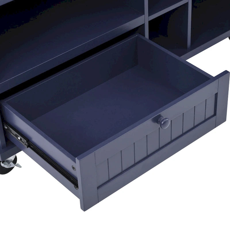 Rollbarer Küchenwagen mit Mikrowellenschrank, Schubladen und Gewürzregal