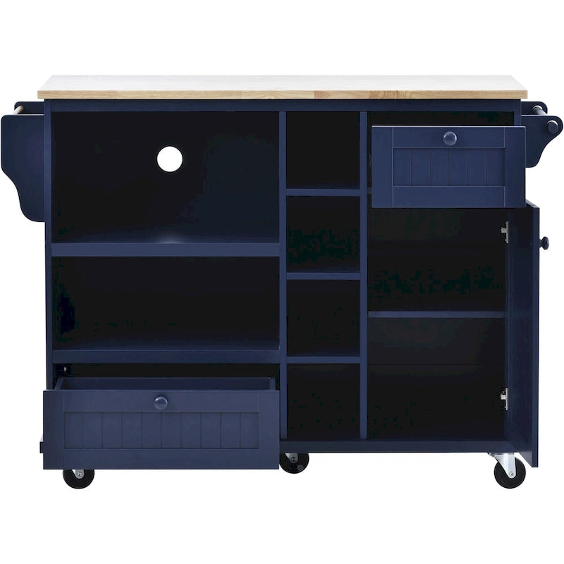 Rollbarer Küchenwagen mit Mikrowellenschrank, Schubladen und Gewürzregal