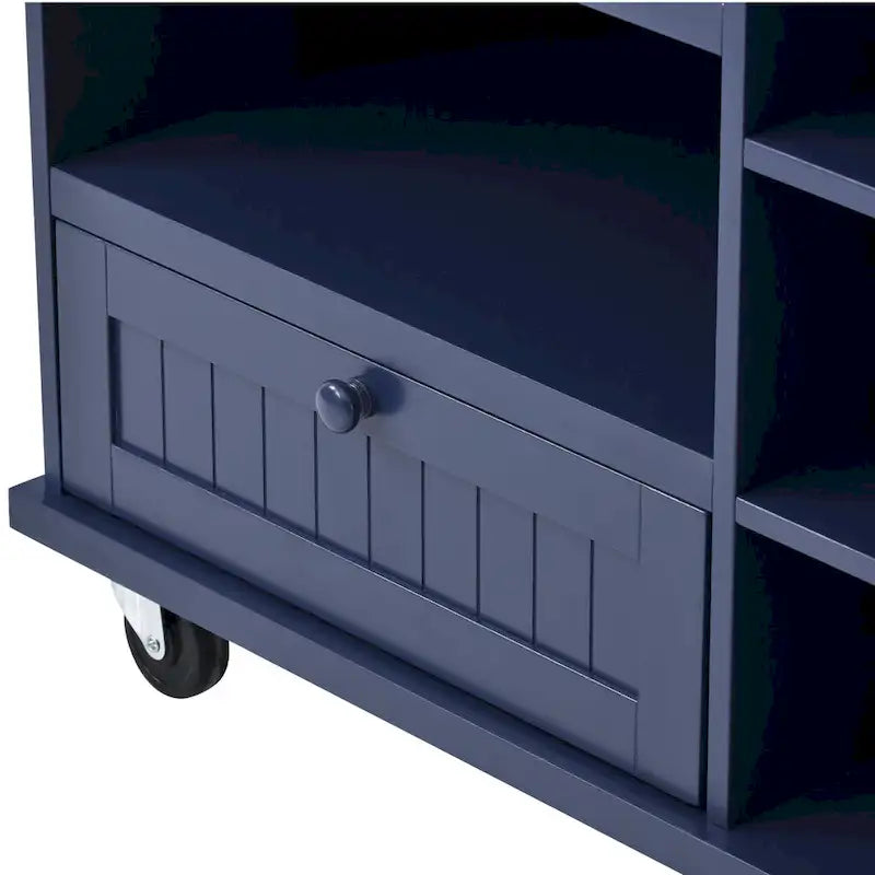 Rollbarer Küchenwagen mit Mikrowellenschrank, Schubladen und Gewürzregal