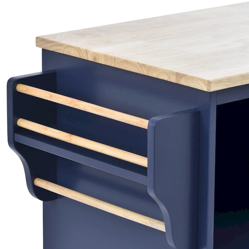 Rollbarer Küchenwagen mit Mikrowellenschrank, Schubladen und Gewürzregal