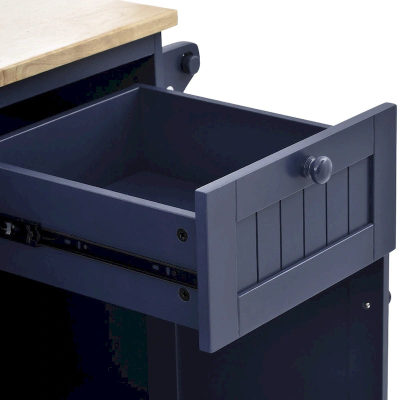 Rollbarer Küchenwagen mit Mikrowellenschrank, Schubladen und Gewürzregal