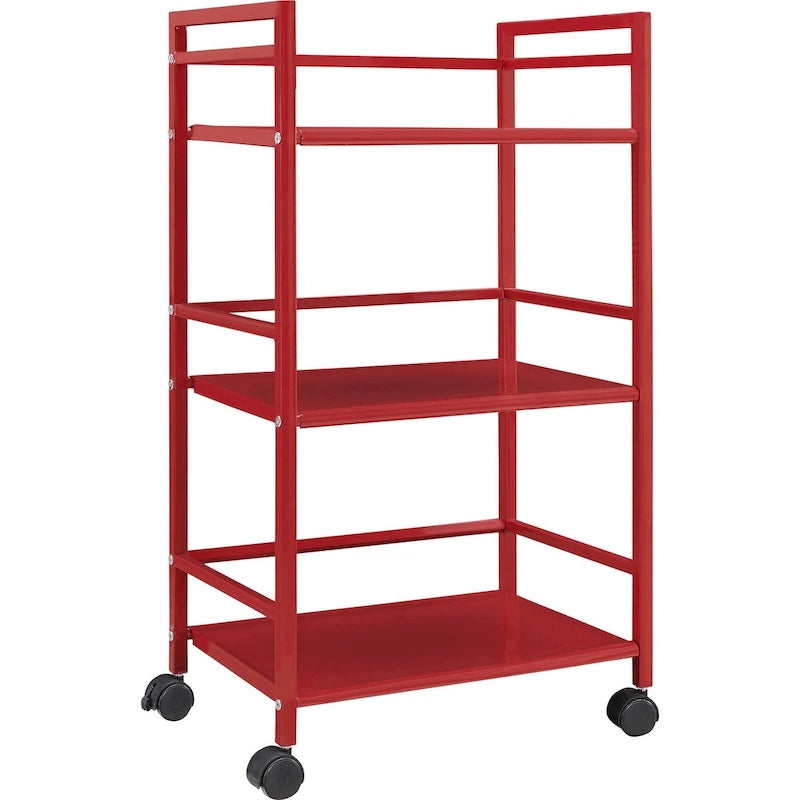 3-Shelf Metal Rolling Utility Cart with Locking Wheels