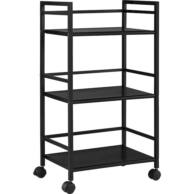 3-Shelf Metal Rolling Utility Cart with Locking Wheels