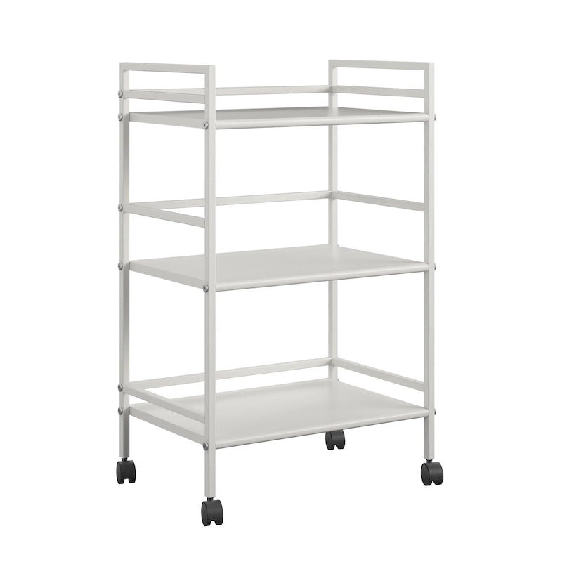 3-Shelf Metal Rolling Utility Cart with Locking Wheels