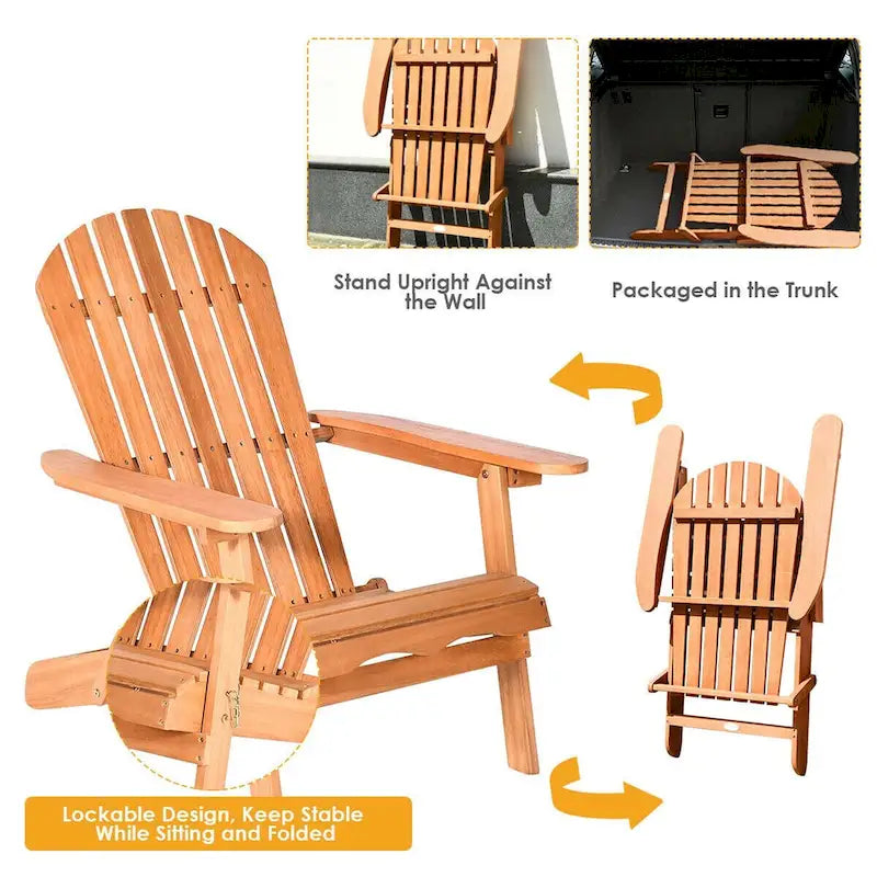 Klappbarer Adirondack-Stuhl aus Eukalyptusholz