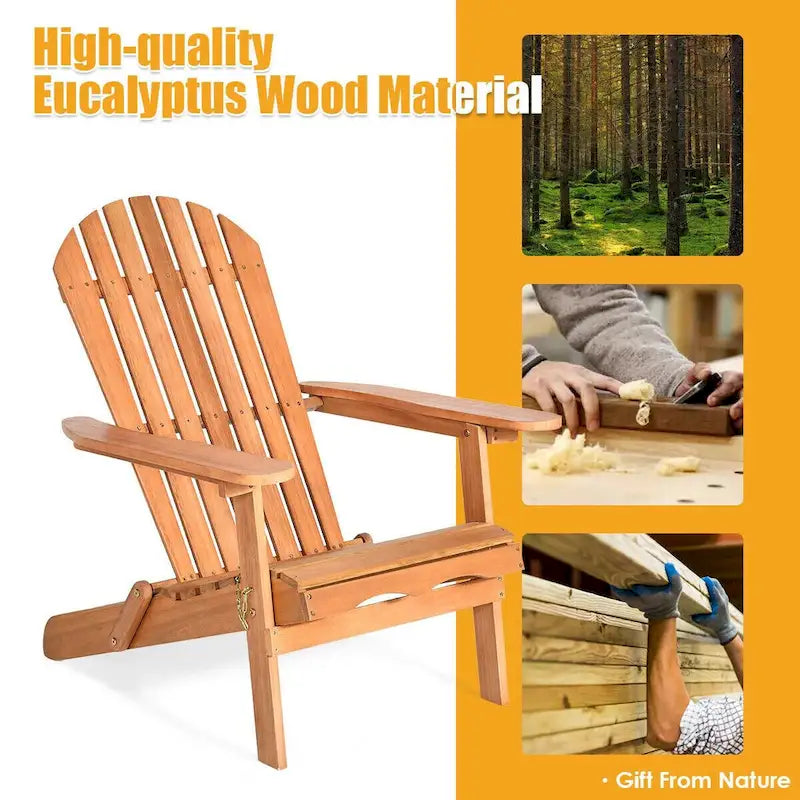 Klappbarer Adirondack-Stuhl aus Eukalyptusholz