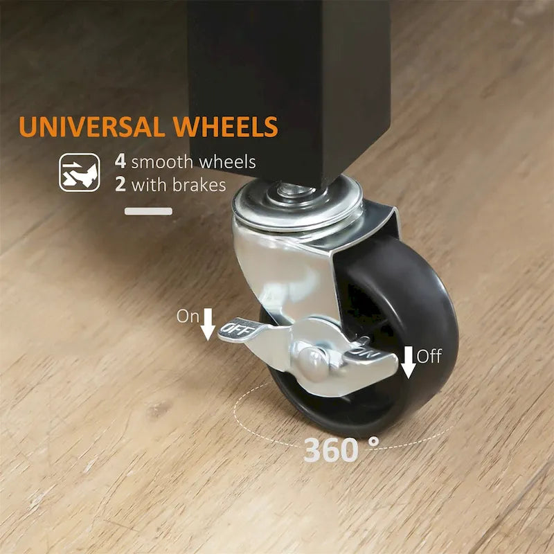 Rollbarer Küchenwagen mit Massivholzplatte, Schrank, Schublade und offenen Regalen