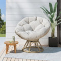 Drehbarer Papasan-Sessel aus Rattan mit getuftetem Kissen