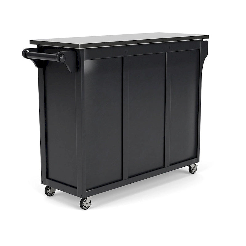 Black Kitchen Cart with Stainless Steel Top, 4 Drawers, Cabinet Storage & Spice Rack